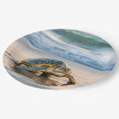 カメ歩くオンウェットビーチ砂 ペーパープレート (アングル)