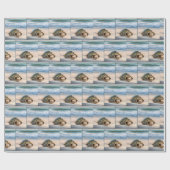 カメ歩くオンウェットビーチ砂 ラッピングペーパー (フラット)