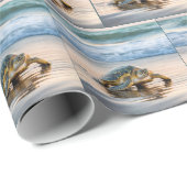 カメ歩くオンウェットビーチ砂 ラッピングペーパー (ロールコーナー)