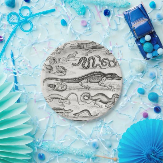 カメ爬虫類の白黒と白 ペーパープレート (パーティー)