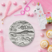 カメ爬虫類の白黒と白 ペーパープレート (パーティー)