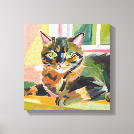 カメ猫 | 美しい猫絵を描の キャンバスプリント (正面)