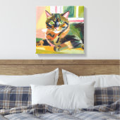カメ猫 | 美しい猫絵を描の キャンバスプリント (インサイチュ (寝室))
