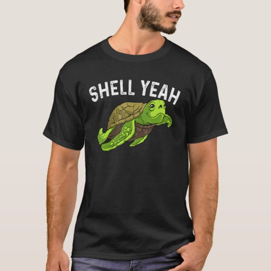 カメ男性への女性ウミガメ陸水動物 Tシャツ (正面)