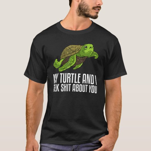 カメ男性への女性ウミガメ陸水動物 Tシャツ (正面)