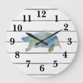 カメ絵画の動物用水彩装飾 ラージ壁時計 (正面)