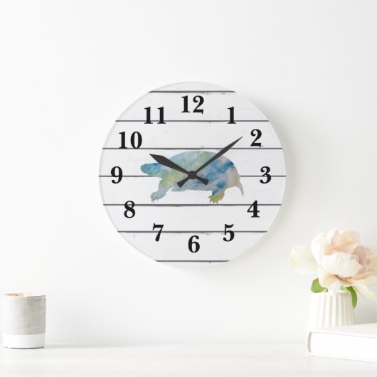 カメ絵画の動物用水彩装飾 ラージ壁時計 (ホーム)