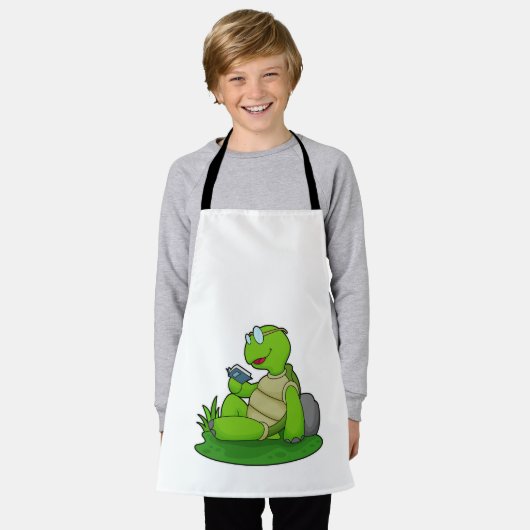 カメ読の本 エプロン (着用した状態)