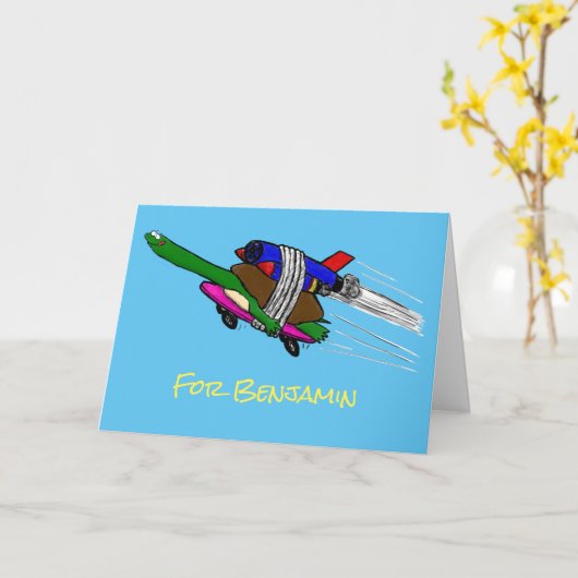 カメ飛んでいるラ カード (黄色い花)