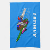 カメ飛んでいるラ キッチンタオル (縦)