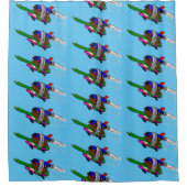 カメ飛んでいるラ シャワーカーテン (正面)