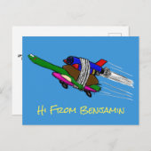 カメ飛んでいるラ ポストカード (正面/裏面)