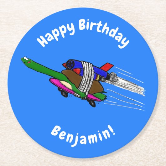 カメ飛んでいるラ ラウンドペーパーコースター (正面)