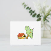 カメ アイスホッケー アイスホッケーのスティック ポストカード (スタンド正面)