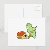 カメ アイスホッケー アイスホッケーのスティック ポストカード (正面/裏面)