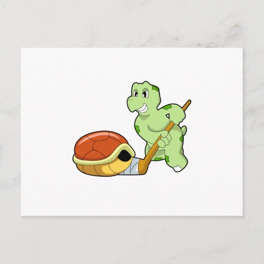 カメ アイスホッケー アイスホッケーのスティック ポストカード (正面)