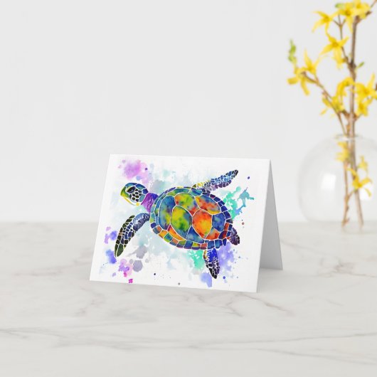 カメ カード (黄色い花)