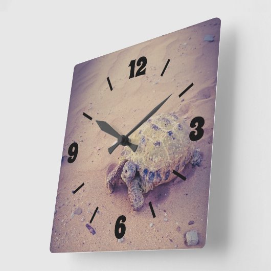 カメ スクエア壁時計 (傾斜)