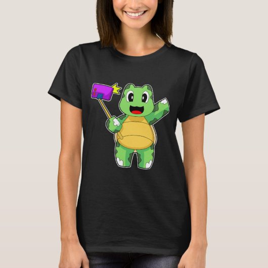 カメ スマートフォン Tシャツ (正面)