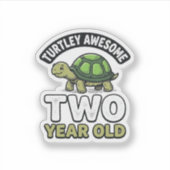 カメ 二歳 誕生日 ヴィンテージ 彫刻 Tシャツ シール (正面)