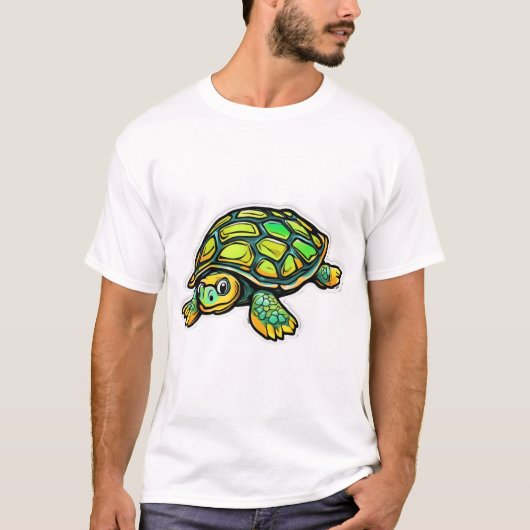 カメ 動物 カメ 緑 Tシャツ (正面)