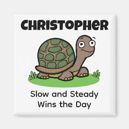 カメ 名前入り スローペースで着実 マグネット