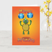 カメ-気球-ハッピーバースデー カード (黄色い花)