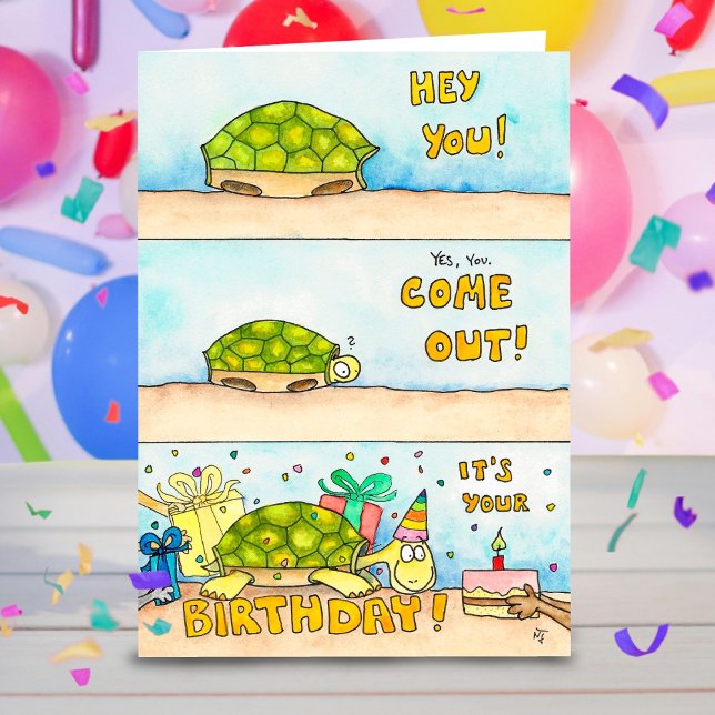 カメ 誕生日おめでとう カード (クリエイターアップロード済み)