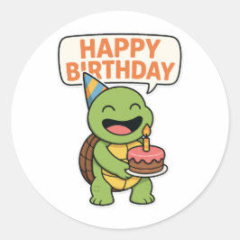 カメ 誕生日おめでとう  ラウンドシール