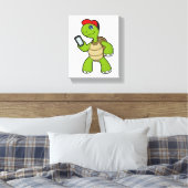 カメ（電話と帽子） キャンバスプリント (インサイチュ (寝室))