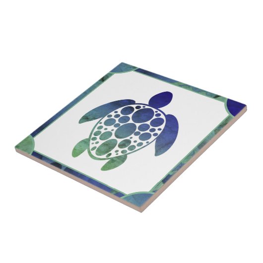カメ – 青 タイル (側面)