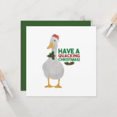 カモのクリスマスプーン:クッキングクリスマスを持っている カード (正面/裏面インサイチュ)