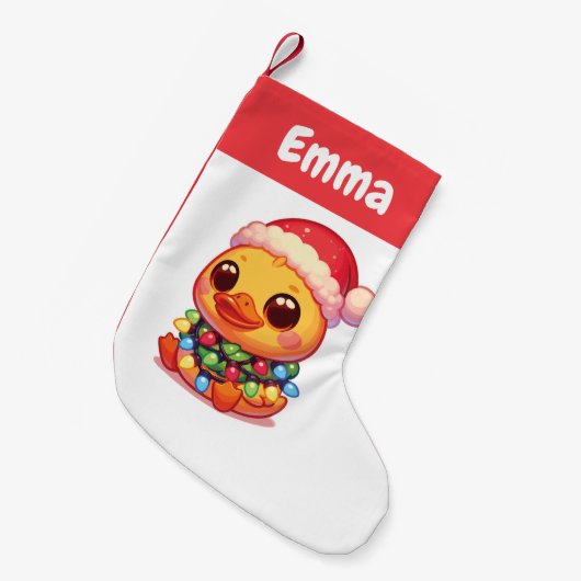カモのメリークリスマス冬の動物かわいいアヒル スモールクリスマスストッキング (正面 (吊り時))