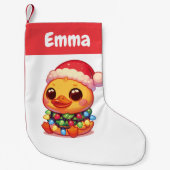 カモのメリークリスマス冬の動物かわいいアヒル スモールクリスマスストッキング (正面)