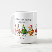 カモの家族のクリスマス コーヒーマグカップ (正面左)