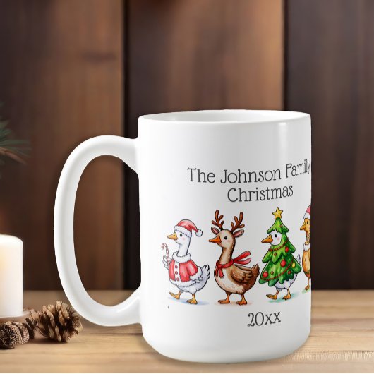 カモの家族のクリスマス コーヒーマグカップ
