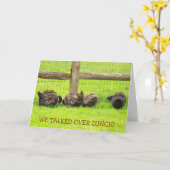 カモの野生動物を可愛くサポート カード (黄色い花)