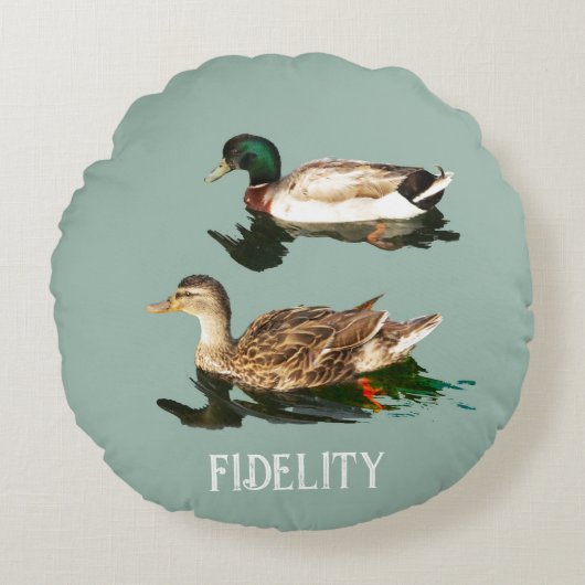 カモの食用つや消し ラウンドクッション (正面)