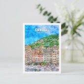 カモグリポルトフィノItalyトラベルプレイスウォーターカラー ポストカード (スタンド正面)