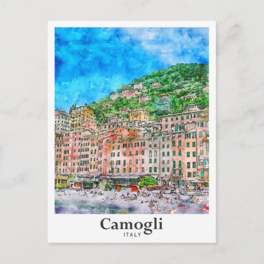 カモグリItaly旅行水の色の手描き ポストカード (正面)