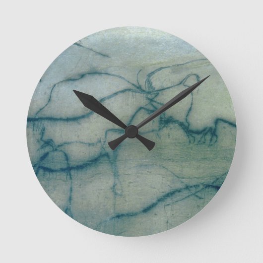 カモシカおよびバイソン、Perigordian (洞窟壁画) ラウンド壁時計 (正面)