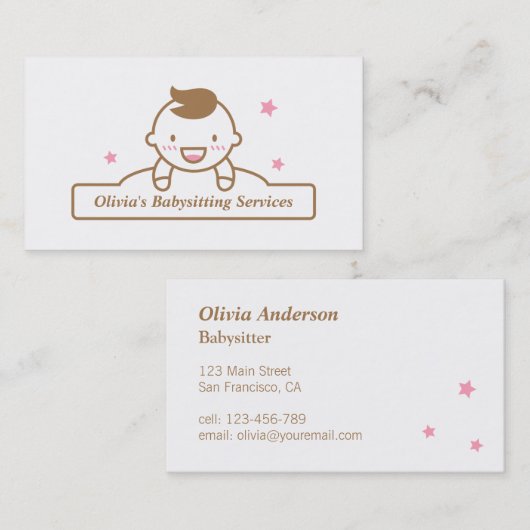 カモダンット男の赤ちゃんベビーシッター名刺 名刺 (正面/裏面)