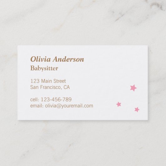 カモダンット男の赤ちゃんベビーシッター名刺 名刺 (裏面)