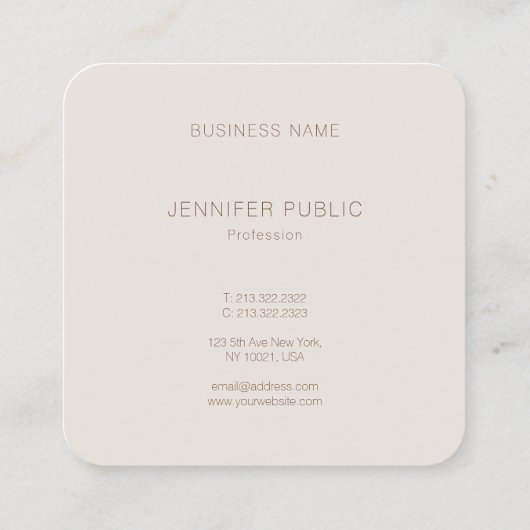 カモダンラエレガントーズプロフェッショナルラグジュアリーテンプレート スクエア名刺 (裏面)