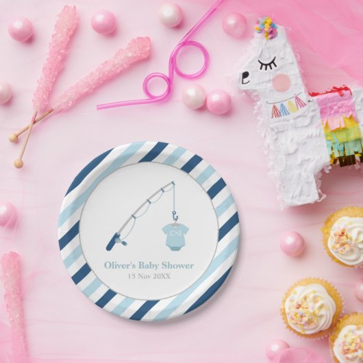 カモダンワイイ魚釣り用シャワー用品 ペーパープレート (パーティー)