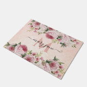 カモダンワイガーリートピンクグリッターバラ金ゴールドフローラ ドアマット (アングル)