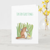 カモノハシと卵イースターカード カード (黄色い花)