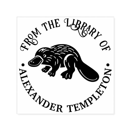 カモノハシ #2P 図書館の本の名前 セルフインキングスタンプ (デザイン)