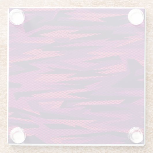 カモフストライプのラージ:抽象芸術幾何学的パターン ガラスコースター (裏面)