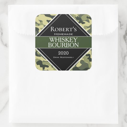 カモフパーソナライズされたラージムーンシャイン/ウイスキーラベル スクエアシール (バッグ)